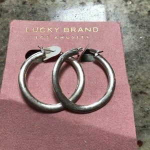 Lucky Brand Silver Tone Hoop Earrings, NWOT - Picture 1 of 2