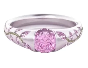 Ring schimmernd rosa Zirkonia versilbert Blatt Größe 8 🇺🇸 - Bild 1 von 2