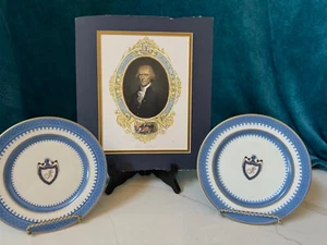 PRES. THOMAS JEFFERSON 1801-09 Portrait ENGRAVING + 2 WHITE HOUSE Dessert PLATES - Picture 1 of 20