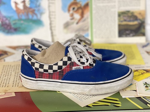 Scarpe basse Vans blu a quadri in tela a scacchi bambino 5