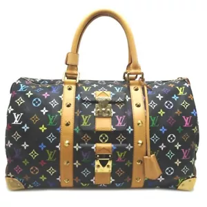 AB Rank! Louis Vuitton Black Monogram Multicolor Keepall 45 Duffle M92640 - Picture 1 of 9