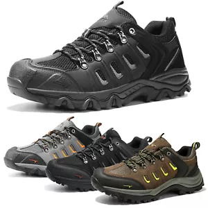 US Men's Waterproof Hiking Shoes Non-slip Leather Outdoor Indoor Climbing Shoes - Picture 1 of 14
