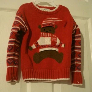 Vintage Gymboree Girls Red Sweater Brown Bear Size 4 - Picture 1 of 9