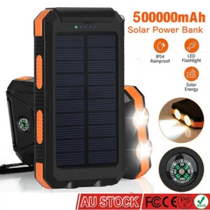 500000mah Solar Power Bank Portable Charger Waterproof External Battery Dual USB - Picture 1 of 16