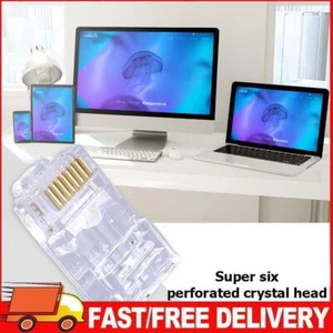 100x ungeschirmter RJ45 Cat6-Stecker 8P8C Netzwerkkabel Crystal Modular Plugs - Afbeelding 1 van 7