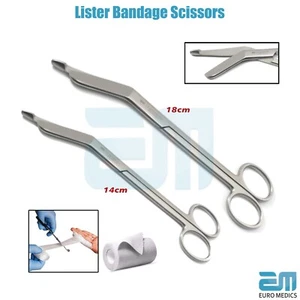 EM Lister Bandage Scissor 14cm, 18cm First Aid Kit Dissecting Nursing Scissor - Picture 1 of 3
