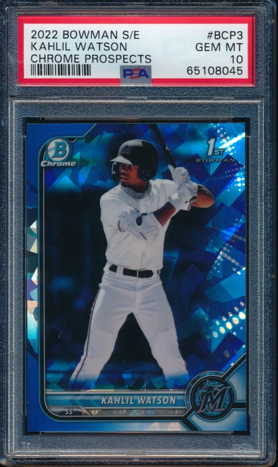 PSA 10 KAHLIL WATSON 1st 2022 Bowman Chrome SAPPHIRE EDITION Rookie RC GEM MINT - Image 1 of 1