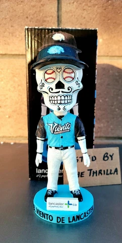 Lancaster JetHawks El Viento Sugar Skull Bobblehead Cover