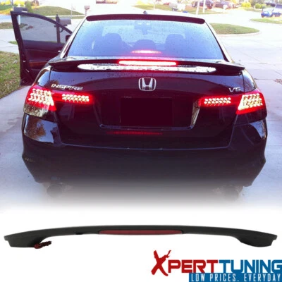 Fits 08-12 Honda Accord Sedan OE Factory Trunk Spoiler & LED Brake Matte Black - Imagem 1 de 4