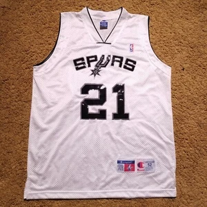 Vintage Champion NBA San Antonio Spurs Jersey Tim Duncan 21 Mens 52 White  - Picture 1 of 13
