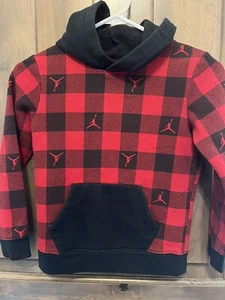 Air Jordan Hoodie Youth Small Size 7 Red Plaid Checkerboard Sweatshirt - Picture 1 of 3