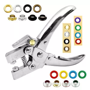 Grommet Tool Kit Eyelet Plier: Handheld Puncher Set with 100pcs Grommet Eyelets - Picture 1 of 15