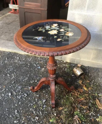 PIETRA DURA FLORAL & BIRD MARBLE TOP TABLE - Image 1 of 4