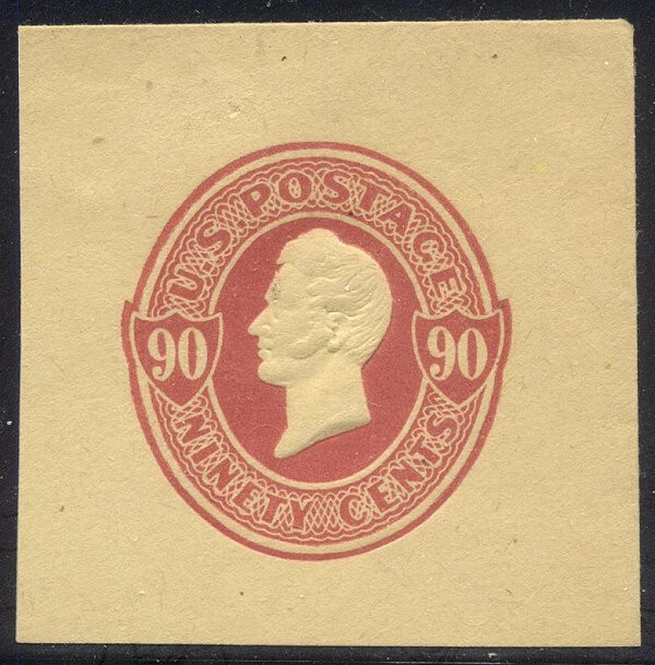 U.S. #U217 Unused XF FC - 90c Carmine on Amber Manila - Image 1 of 1