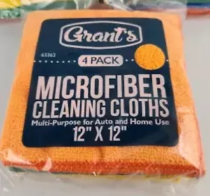 GRANT'S 4 PACK 12"x 12" MICROFIBER CLEANING CLOTHS - Picture 1 of 2