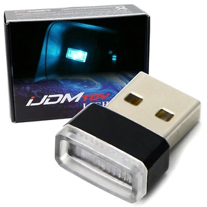 (1) Aqua Ice Blue USB Plug-In Miniature LED Car Interior Ambient Lighting Kit - Picture 1 of 10
