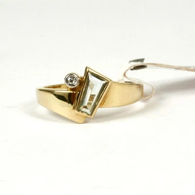 Ring in 585 Gold 14 Karat Aquamarin und Diamant 0,01ct. - Bild 1 von 2