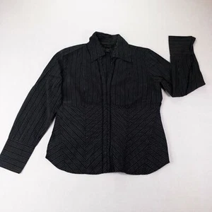 The Limited Stretch Womens Shirt Large Black Gray Long Sleeve Button Down #2594 - Picture 1 of 12