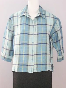 NYGARD Collection Petites Size 16 Blue 100% Silk 3/4 Sleeves Button Down Blouse - Picture 1 of 1