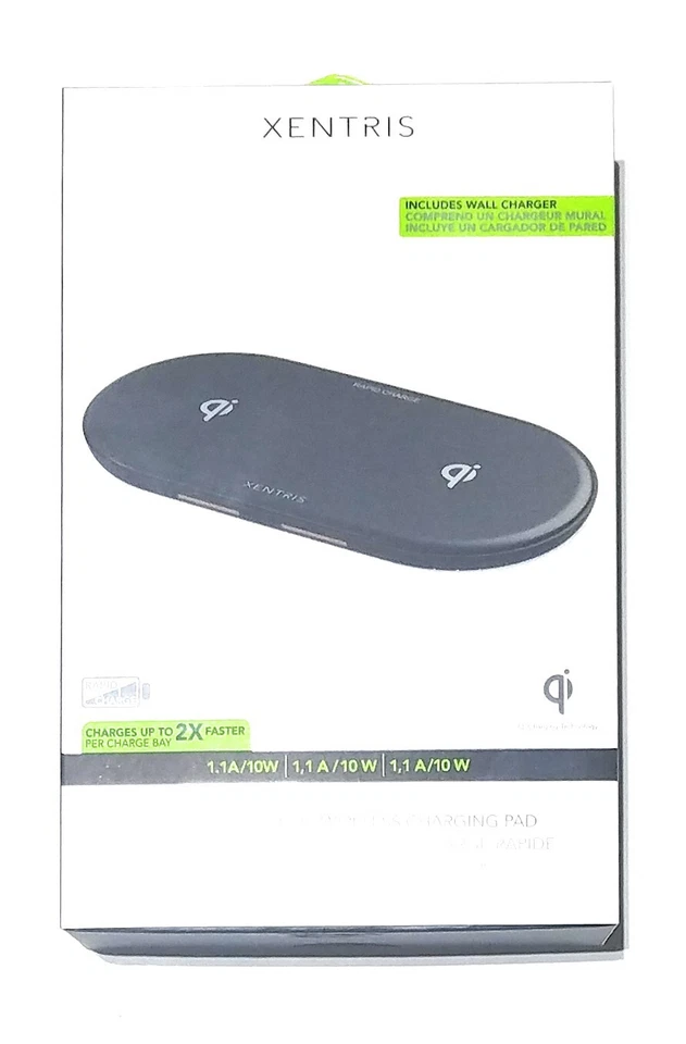 Xentris 10W Qi Dual Wireless Charging Pad Black | Fast Rapid Charge Station - Image 1 of 1