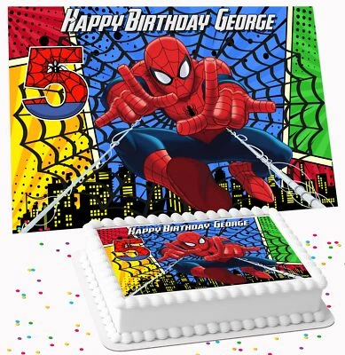 SPIDERMAN BIRTHDAY PARTY PERSONALISED ICING EDIBLE COSTCO CAKE TOPPER SHS-06