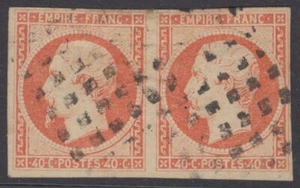 FRANCE 1852, Y&T #16 - NAPOLEON III - 40c - USED - OBLITERATION GROS POINTS - Picture 1 of 2