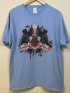 S Crown Logo Sword Wings Lions Crest Logo T shirt No Tag Cotton Sky Blue sz L - Picture 1 of 5