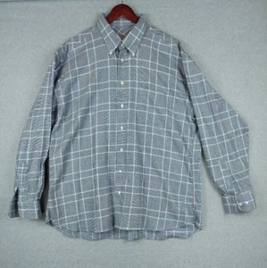 Camicia Gitman Gold XL blu a quadri manica lunga con bottoni misto cotone cashmere USA - Foto 1 di 6