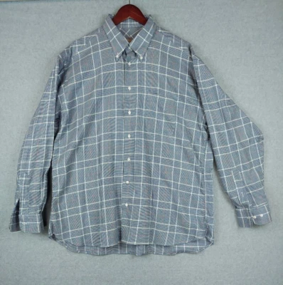 Gitman Gold XL Blue Plaid Long Sleeve Button Up Shirt Cotton Cashmere Blend USA - Image 1 of 4