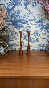 Paar skandinavische Kerzenständer "Tulpe" aus Teakholz Vintage 60er Jahre - Bild 1 von 11