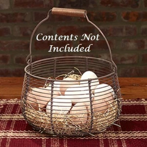 NEW WIRE EGG BASKET Farmhouse Bucket Primitive French Country Cottage 7.5" x 5" - Picture 1 of 2