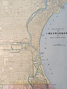 Milwaukee WI City Map 1903 Colored Lithograph 11 1/4" x 14 1/2" USA - Picture 1 of 7