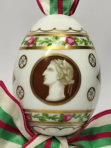 UOVO DI PASQUA/AUGUSTO porcellana dipinta RUSSIA IMPERIALE 1° imperatore romano - Foto 1 di 15