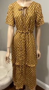 Vetta capsule convertible length dress mini maxi ruffle Musta tan puffy sleeve S - Picture 1 of 11