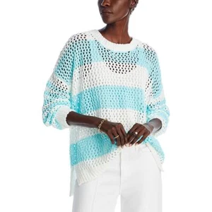 Vintage Havana Womens White Ribbed Trim  Knit Pullover Sweater Top S BHFO 6985 - Picture 1 of 2