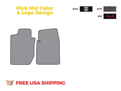 FITS 1997-2004 Dodge Dakota Reg Cab/Ext Cab Floor Mat Frt Row 2pc Cutpile Foto 1 de 4