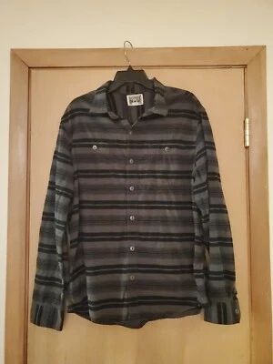 Converse One Star Gray And Black Striped Button Flannel Size Large With Pockets  - Image 1 of 4