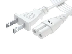 White 12FT TV Power Cord, 2-Prong AC Wall Plug for Samsung, LG, Sony, HP, Canon - Picture 1 of 6