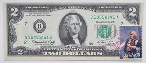 1976 Two Dollar Federal Reserve Note $2 Bill as First Day Cover w. Stamp #65408 - Picture 1 of 2