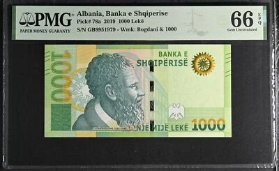 Albania 1000 Leke 2019 P 78 a Gem UNC PMG 66 EPQ - Image 1 of 3