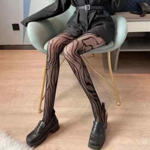Patterned Fishnet Pantyhose for Women Lace Mesh Long Y2K Style Slim Tights - Picture 1 of 20