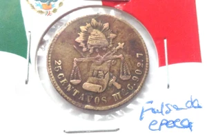 1870 M.o.C MEXIKO 25 CENTAVOS GEPRÄGT IN BRONZE MÜNZE - Bild 1 von 2