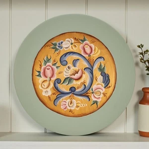 Vintage handbemalter norwegischer Rosemaling Volkskunst Holzteller Künstler signiert 12 Zoll - Bild 1 von 17
