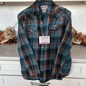 Nueva Camisa Wrangler Rancher Para Mujer Pequeña Marrón, Verde azulado y Rosa 100% Algodón - Imagen 1 de 6