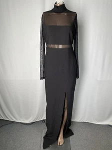 Likely Womens Maxi Dress Black Size 4 Andie Sheer Mesh Panel Side Slit Dress - Picture 1 of 8