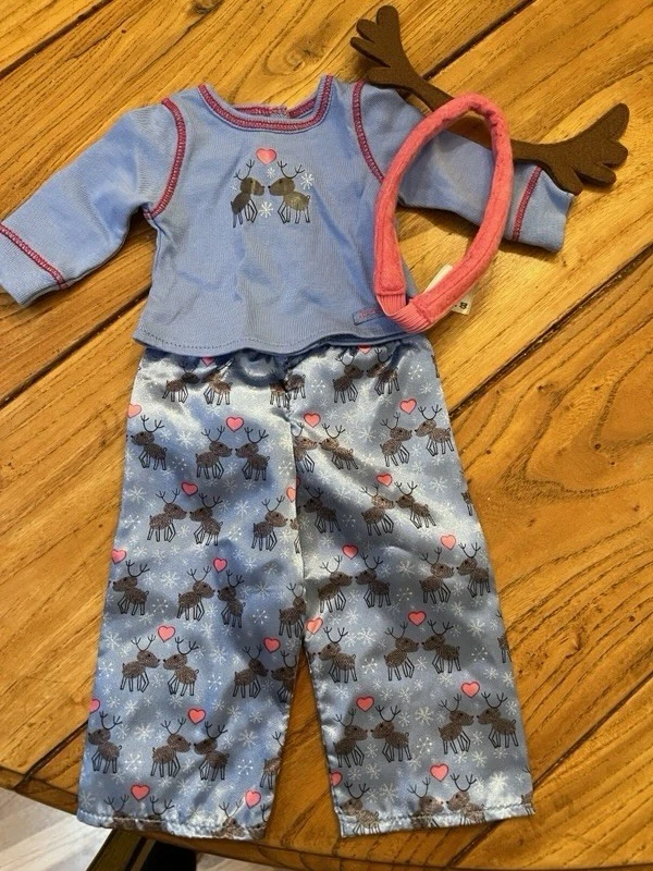 Conjunto de pijamas de seda de reno American Girl Doll - solo pijamas y diadema Foto 1 de 1