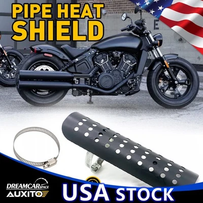 1 PIEZA Tubo silenciador de escape negro motocicleta protector térmico para cubierta Harley Chopper Foto 1 de 4