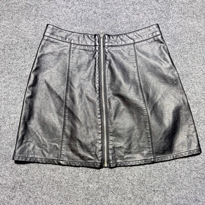 Minifalda Forever 21 negra de imitación de cuero cremallera frontal completa talla pequeña nueva sin etiquetas Foto 1 de 4