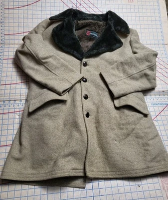 Vtg McGregor Sherpa Lined Tweed Twill Button Up Jacket Coat Mens 42 Overcoat  - Image 1 of 4