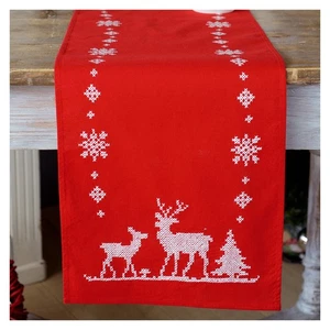 Christmas Deer Cross Stitch Table Runner Kit by Vervaco - Picture 1 of 10